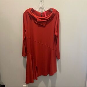 Connie Orange Asymmetrical Tunic Top